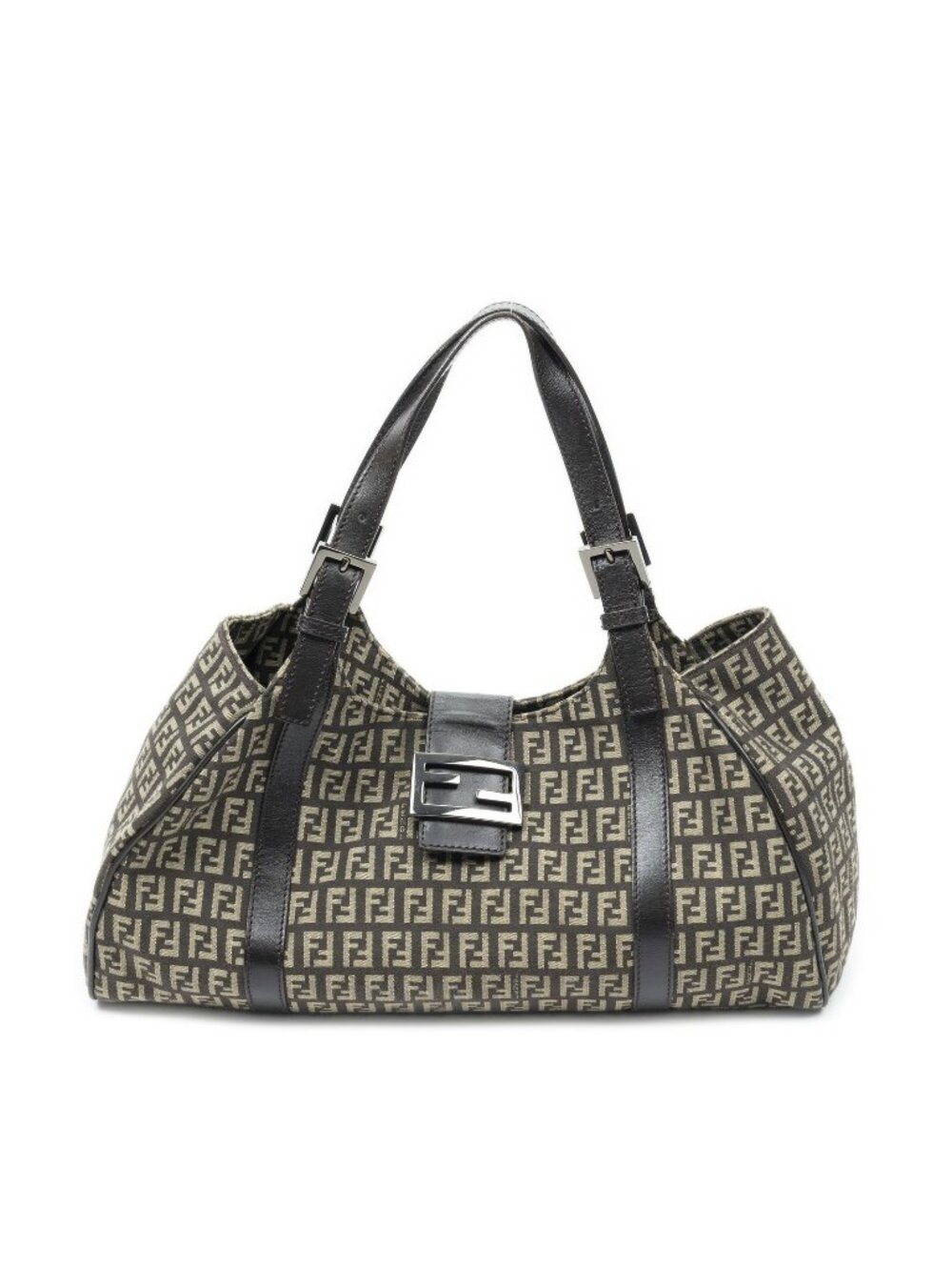 Fendi Horizontal Tote Bag Brown Beige Zucchino Canvas